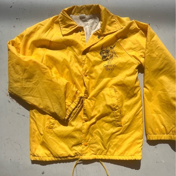 Men's Vintage El Camino Band Windbreaker Yellow Spell-Out S Oceanside 80s USA - Picture 8 of 15